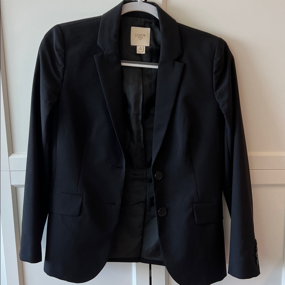 J. Crew Women's Classic Black Suit Jacket Blazer Size 4P - Picture 6 of 8